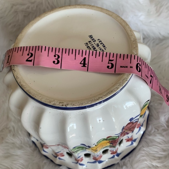 VESTAL Vintage Hand floral painted Alcobach Portugal ceramic planter pot… - Picture 6 of 12
